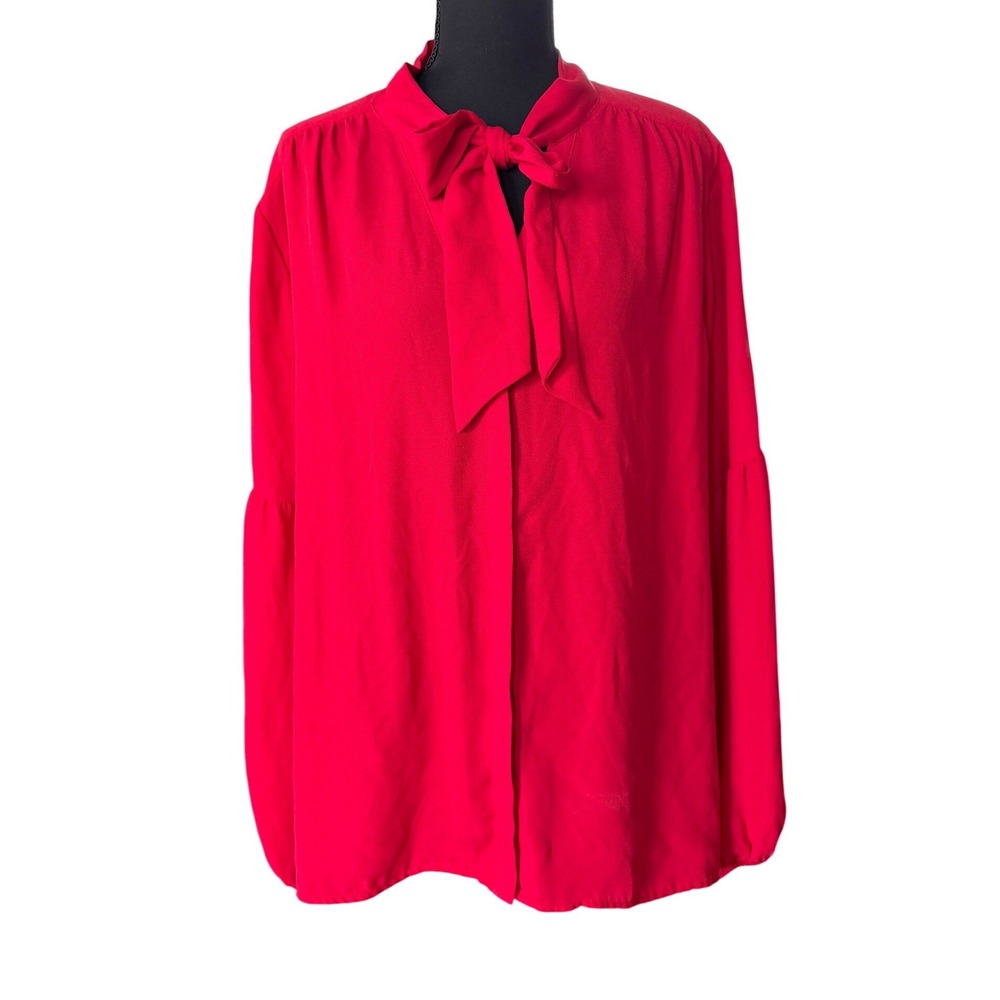 Investments Long Sleeve Blouse Top Womens Size XL Red Career Office Professional